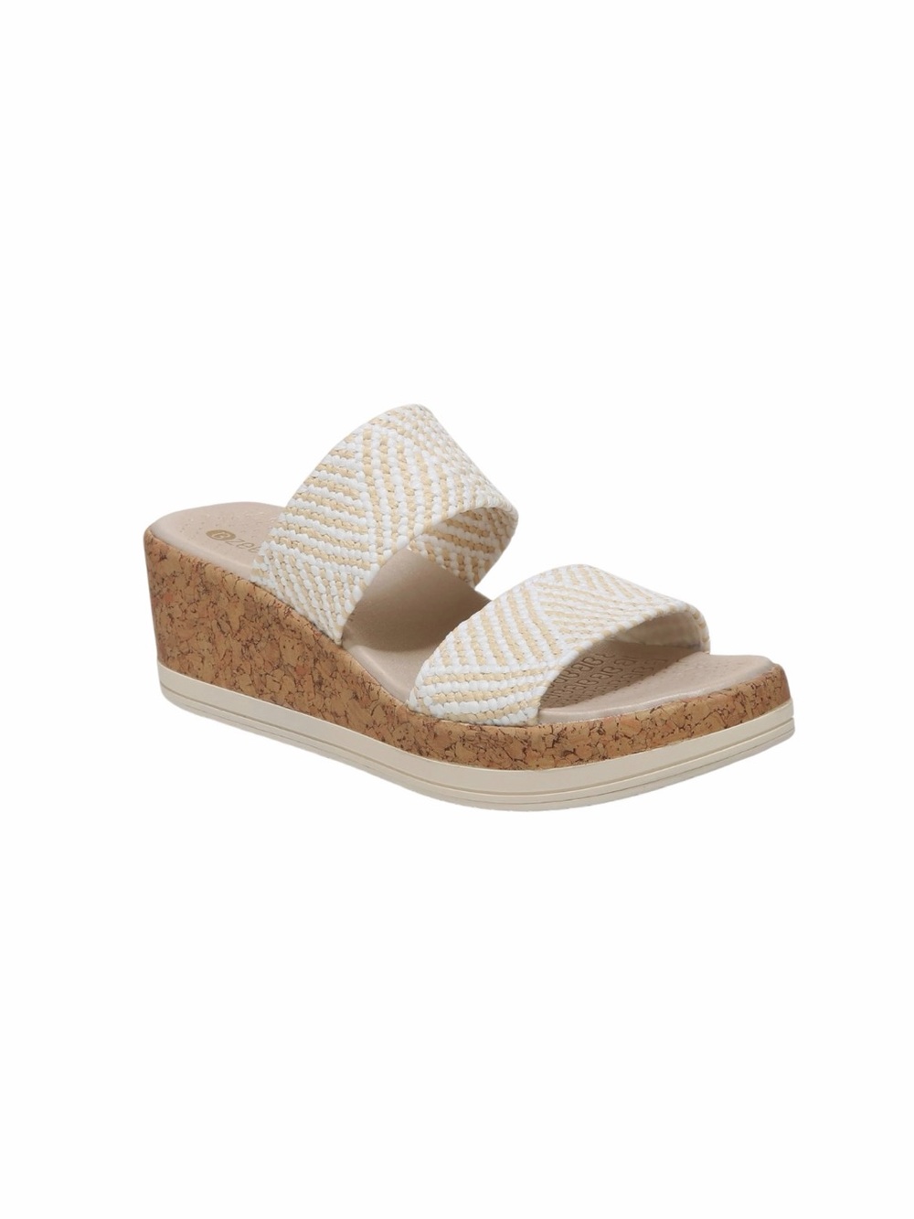 BZees Resort Washable Wedge Slide  Sandals Size 8M White Natural Lightweight